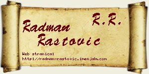 Radman Rastović vizit kartica
